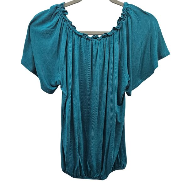 Dante Malan Teal Womens Short Sleeve Top Size M - Picture 2 of 7